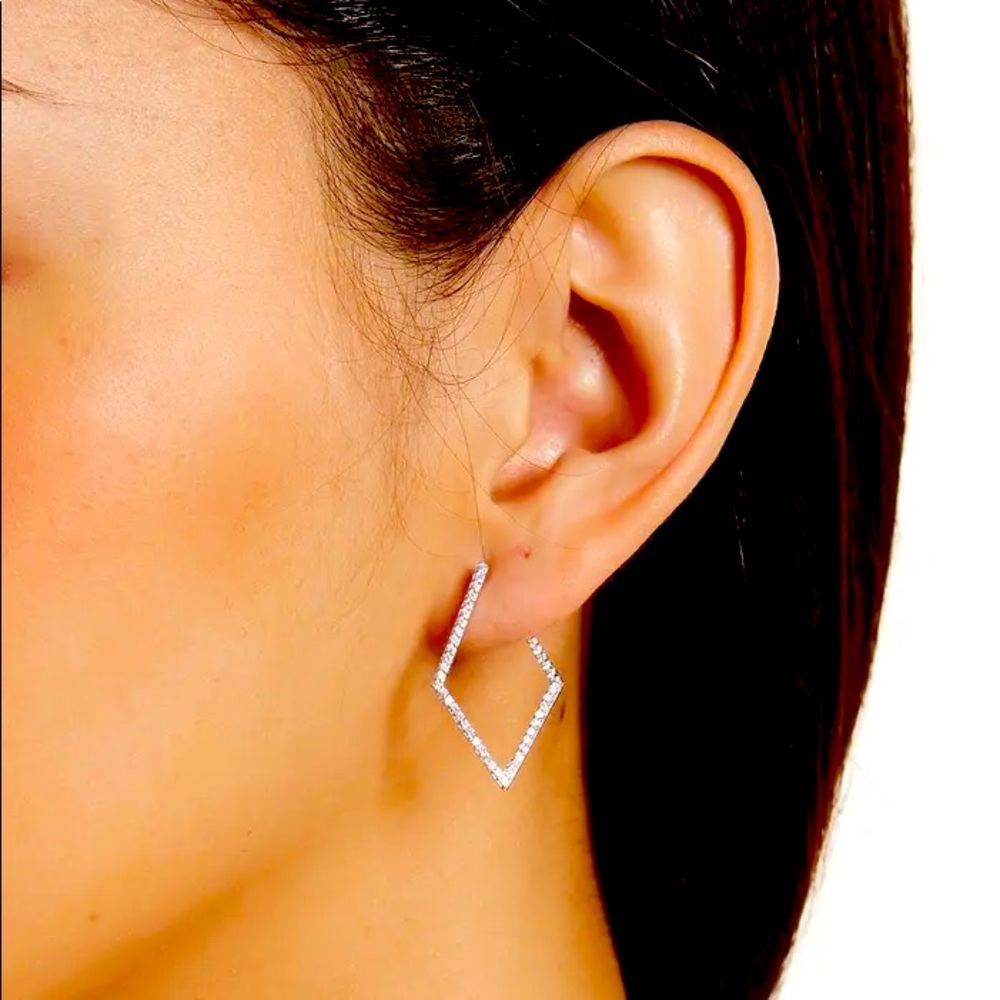 Silver Pave Swarovski Geometric Earrings ADORNIA